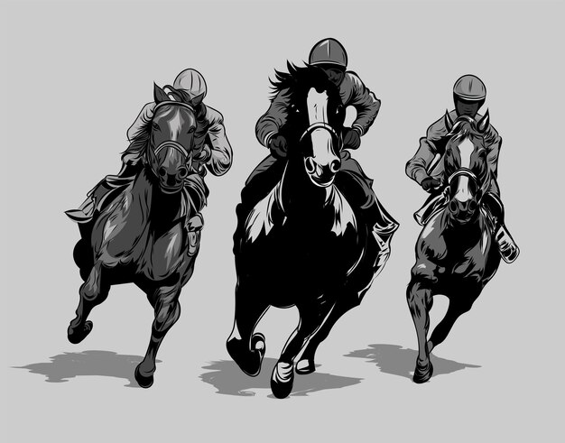 Vector siluetas de caballos en carrera