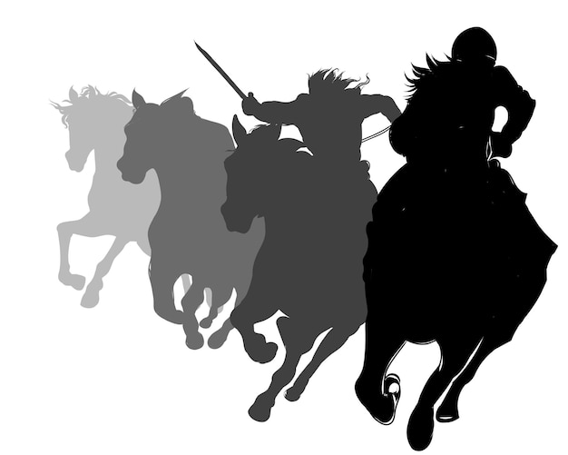 Vector siluetas de caballos en carrera