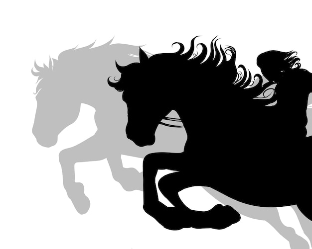 Vector siluetas de caballos en carrera