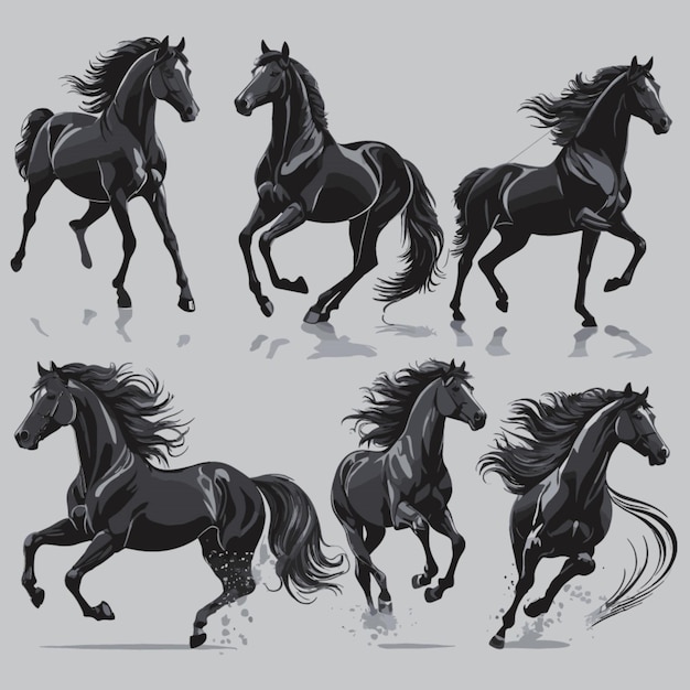 Vector siluetas de caballos