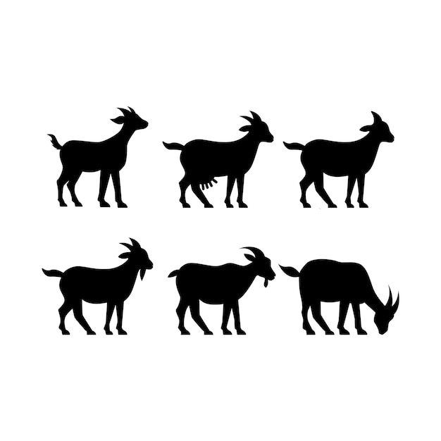 Siluetas de cabras Animales de granja en blanco y negro