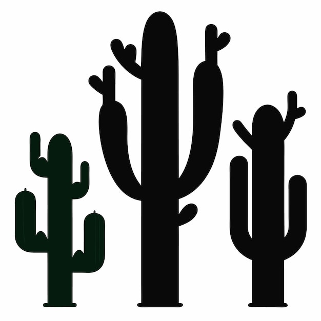 Siluetas de cactus sobre un fondo blanco