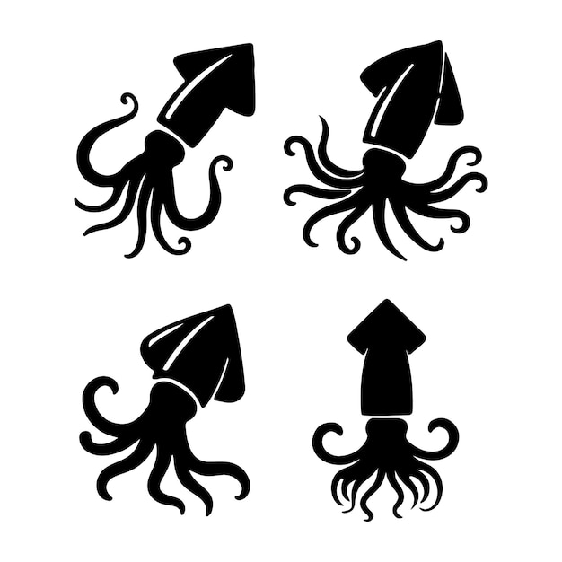 Siluetas de calamares preparadas para el diseño