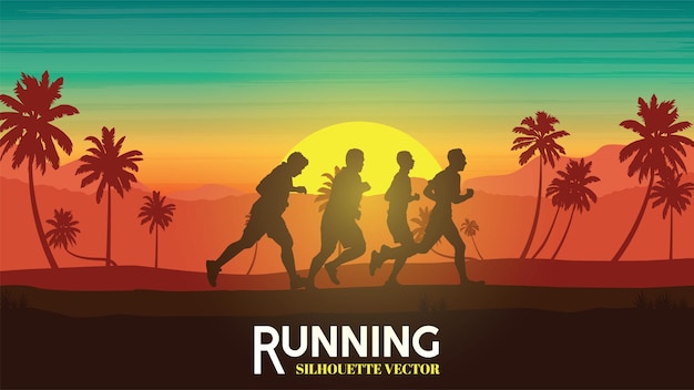 Las siluetas de carrera Ilustración vectorial Camino de carrera Corredor de maratón