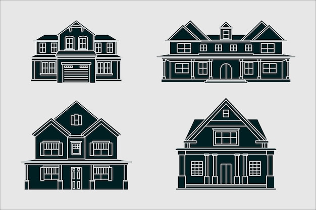 Vector siluetas de casa de diseño plano