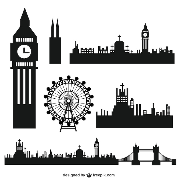 Vector siluetas de la ciudad de londres