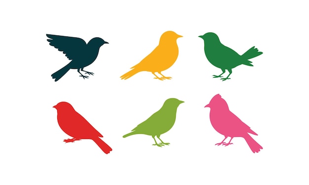 Las siluetas coloridas de las aves