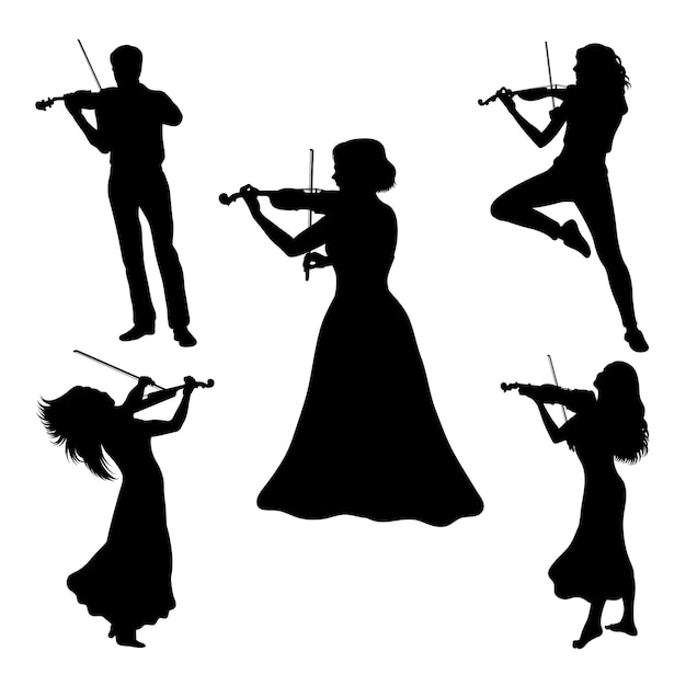 Siluetas de concierto de violinista