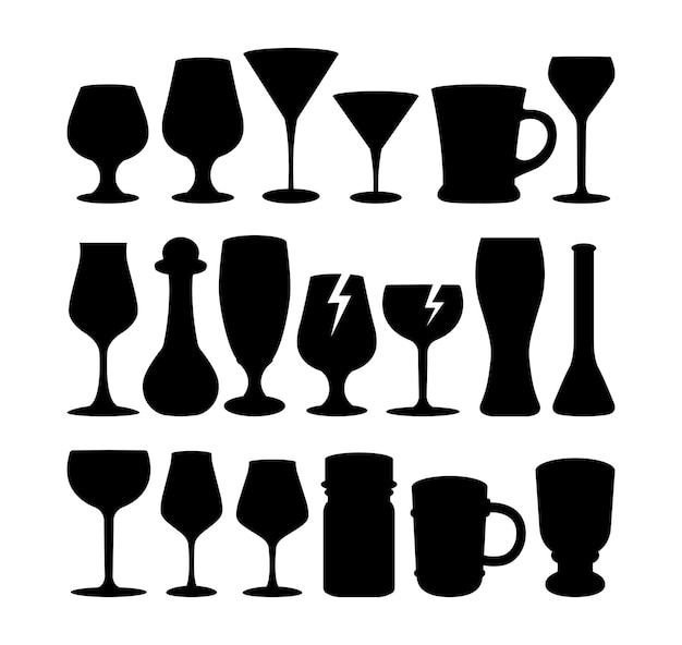 Siluetas de copa y cristal