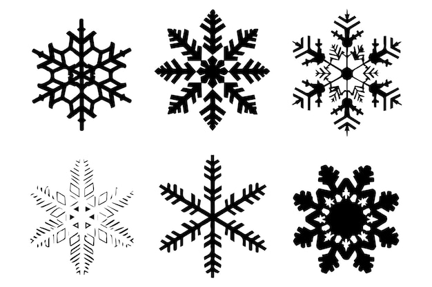 siluetas de copos de nieve fondo blanco
