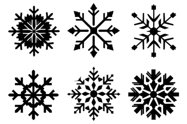 siluetas de copos de nieve fondo blanco