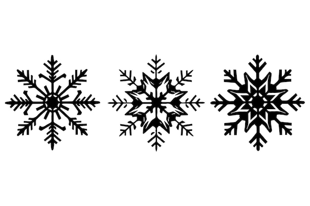 siluetas de copos de nieve fondo blanco