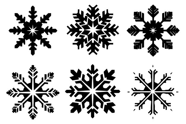 siluetas de copos de nieve fondo blanco