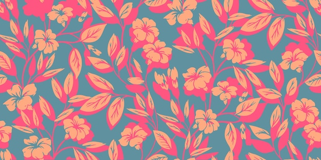 Siluetas creativas coloridas tallos florales silvestres entrelazados en un patrón sin costuras ornamento de la naturaleza