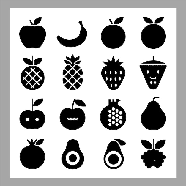 Siluetas creativas de frutas manzana pera naranja y kiwi