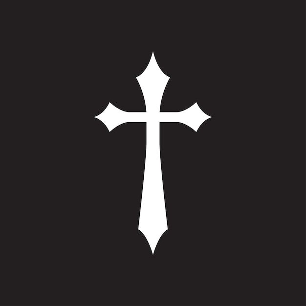 Siluetas de cruz cruz cristiana símbolo vectorial plano y estilo de contorno