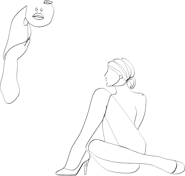 Siluetas de cuerpo de niña en estilo moderno de una sola línea Dibujo de línea continua de mujer