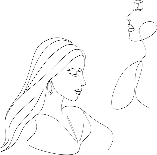 Siluetas de cuerpo de niña en estilo moderno de una sola línea Dibujo de línea continua de mujer