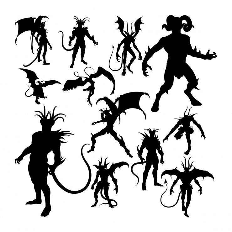 Vector siluetas de diablo