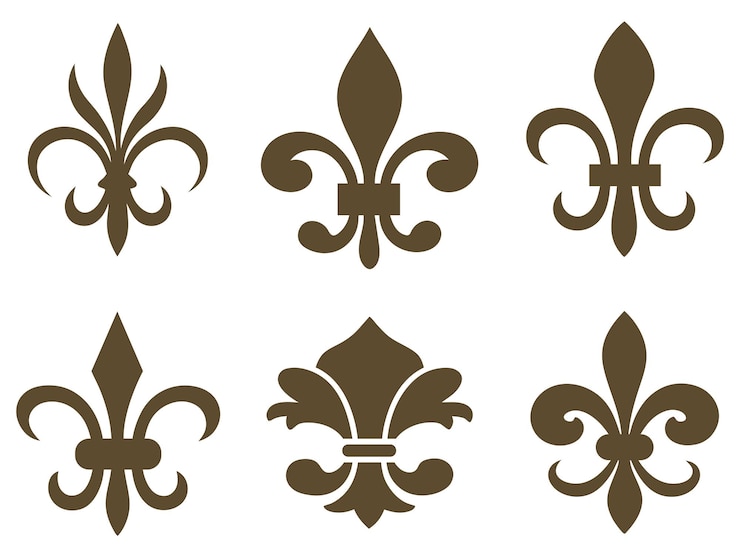Vector siluetas dibujadas a mano de flor de lis