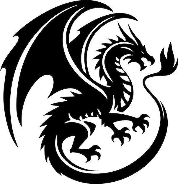Siluetas de dragones en eps de fondo blanco sólido