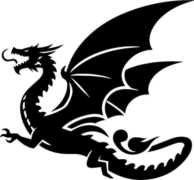 Siluetas de dragones en eps de fondo blanco sólido