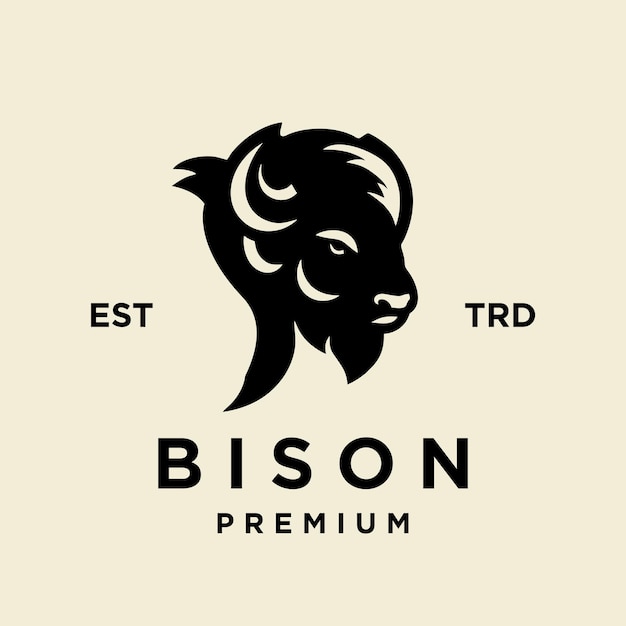 Vector siluetas e íconos de bisonte logotipo negro color plano simple elegante