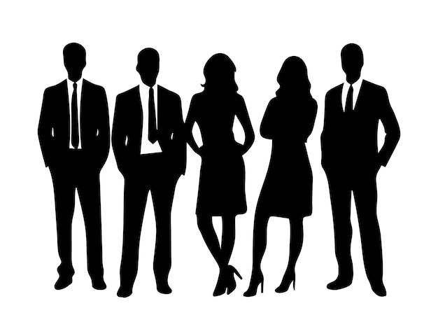 Siluetas de empresarios masculinos y femeninos adultos Concepto de marketing