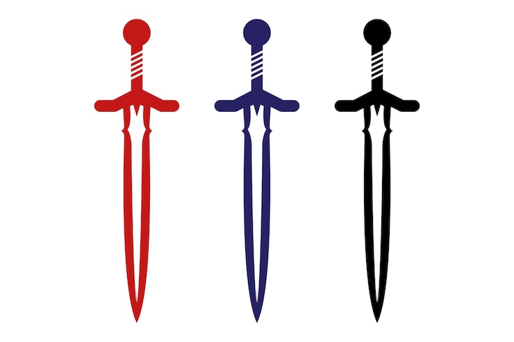 Vector siluetas de espadas con fondo blanco