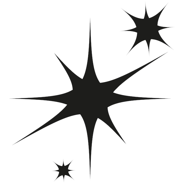 Siluetas de estallido de estrellas negras con picos dinámicos obra de arte vectorial