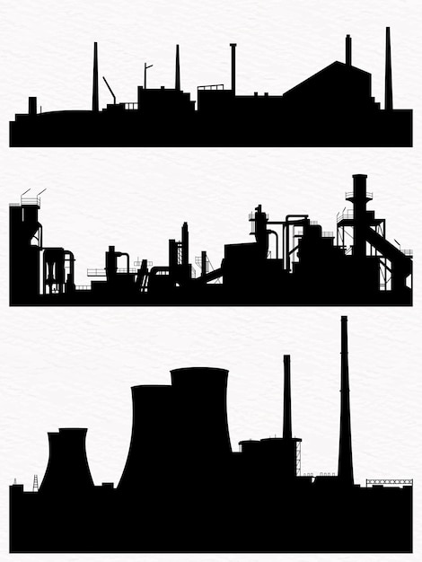 Siluetas de una fábrica y una central nuclear.