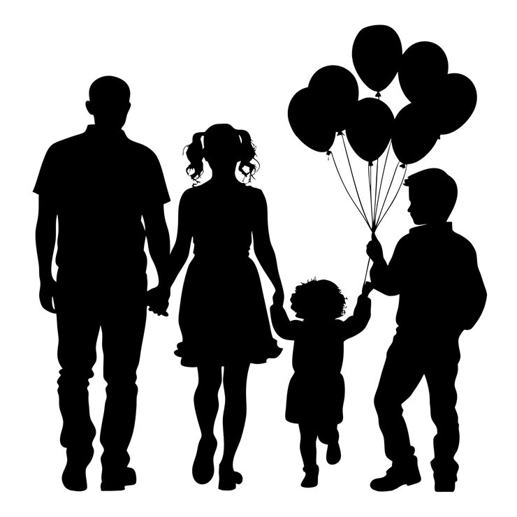 Siluetas de familia Set de siluetas de familia feliz