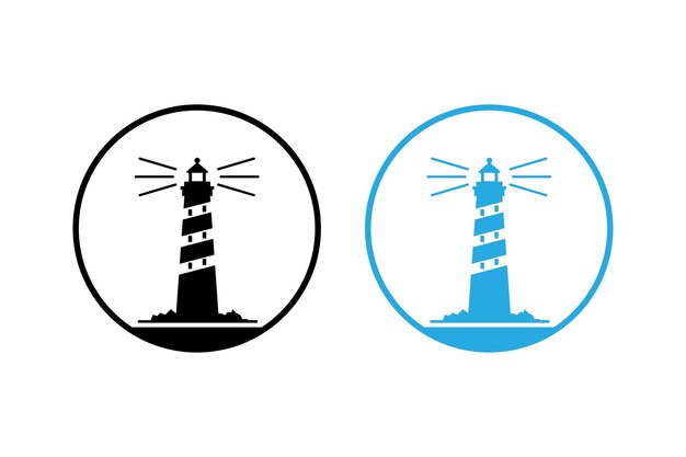 Siluetas de faros con ilustración vectorial de fondo blanco