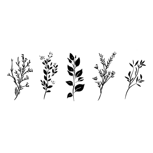 Siluetas de flores dibujadas a mano Ilustración