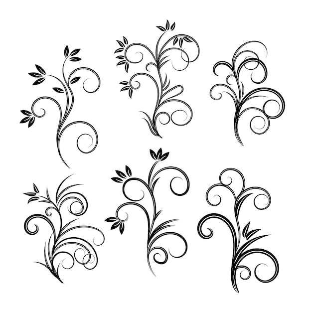 siluetas de flores de diseño plano dibujadas a mano por vector