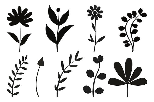 Siluetas de flores de diseño plano
