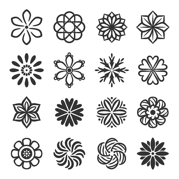 siluetas de flores vectoriales simples