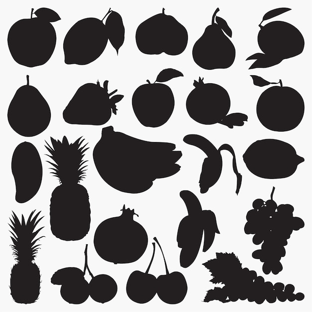 Vector siluetas de frutas