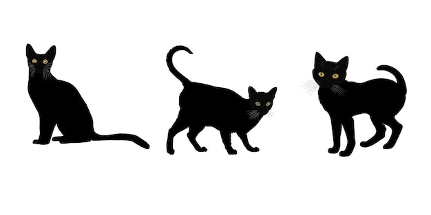 Vector siluetas de gato arte vectorial silueta de gato dibujada a mano