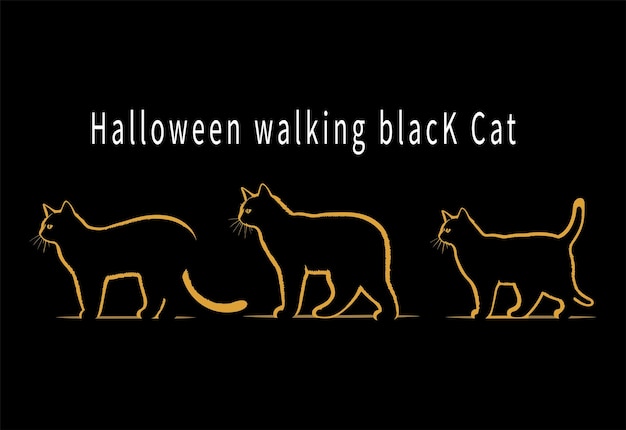 Siluetas de gatos negros establecidas para Halloween y otras formas de gatos aisladas en fondo blanco