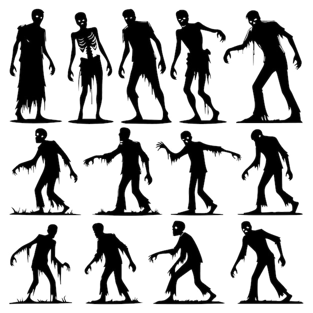 Siluetas de hombre zombie aterrador