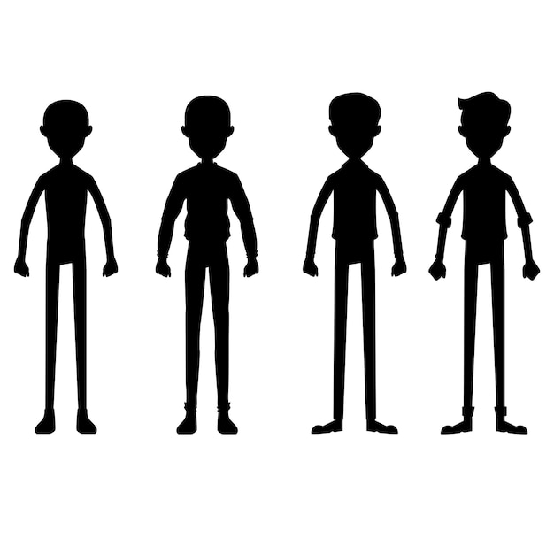 Siluetas de hombres de dibujos animados