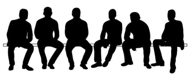 Siluetas de ilustración vectorial de hombres sentados