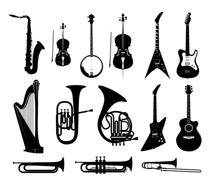 Siluetas de instrumentos musicales