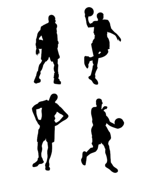 Vector siluetas de jugadores de baloncesto