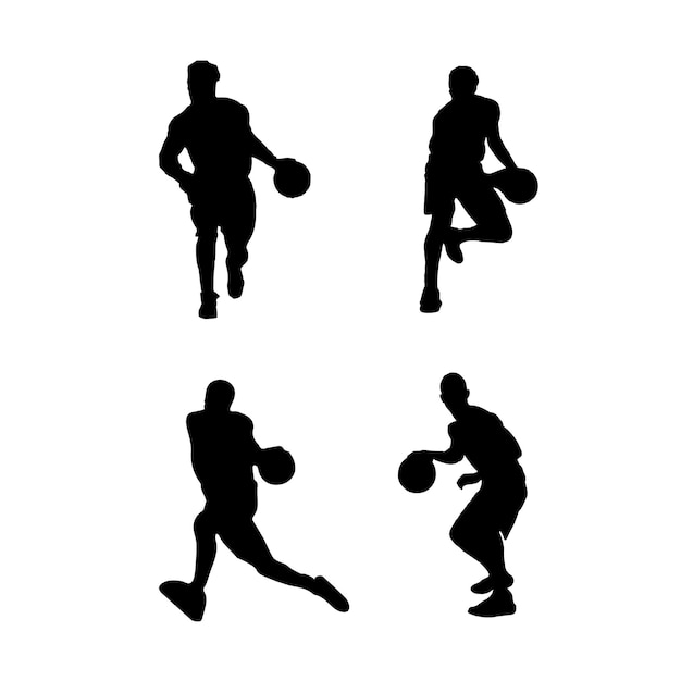 Vector siluetas de jugadores de baloncesto