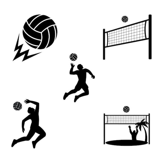 Siluetas de jugadores y equipos de voleibol