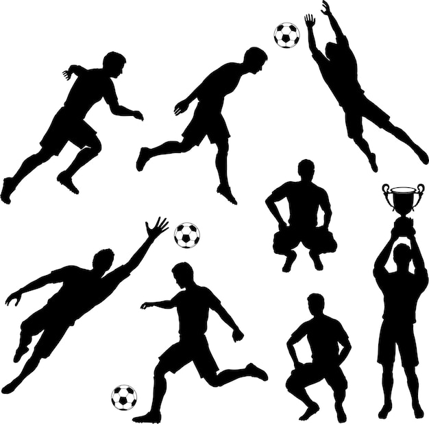 Vector siluetas de jugadores de fútbol