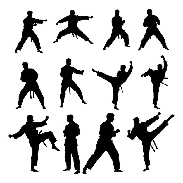 Las siluetas de karate