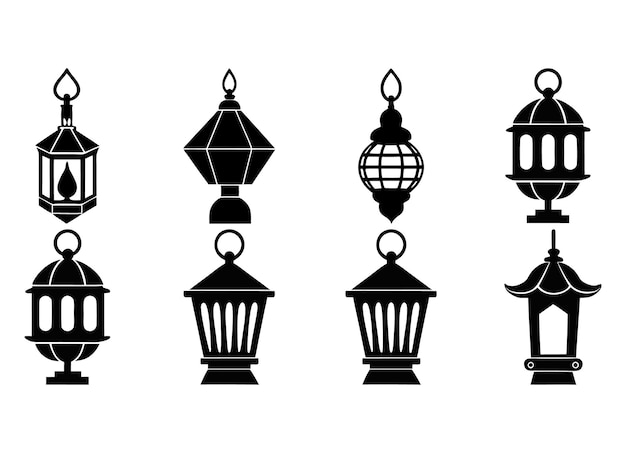 Siluetas de linternas ornamentales para diseños culturales